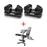 dumbbell bundle with multipurpose bench red 90lbs