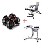 dumbbell bundle with rack and multipurpose bench 52lbs