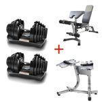 dumbbell bundle with rack and multipurpose bench 90lbs