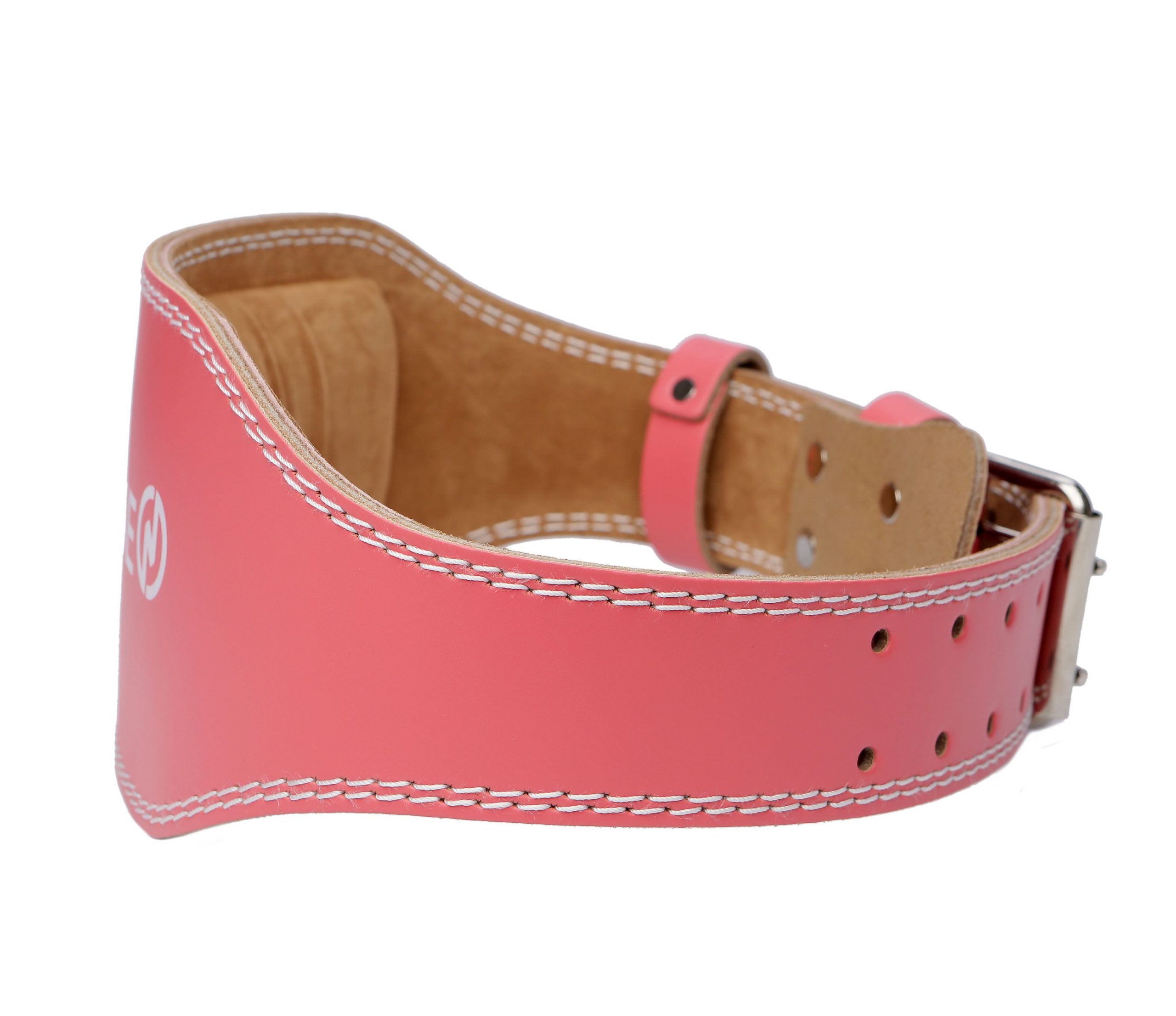 Advanced Leather Weightlifting Belt with Back Supporting Soft Pad (Pink