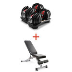 dumbbell bundle with foldable utility bench red 52lbs