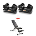 dumbbell bundle with foldable utility bench red 90lbs